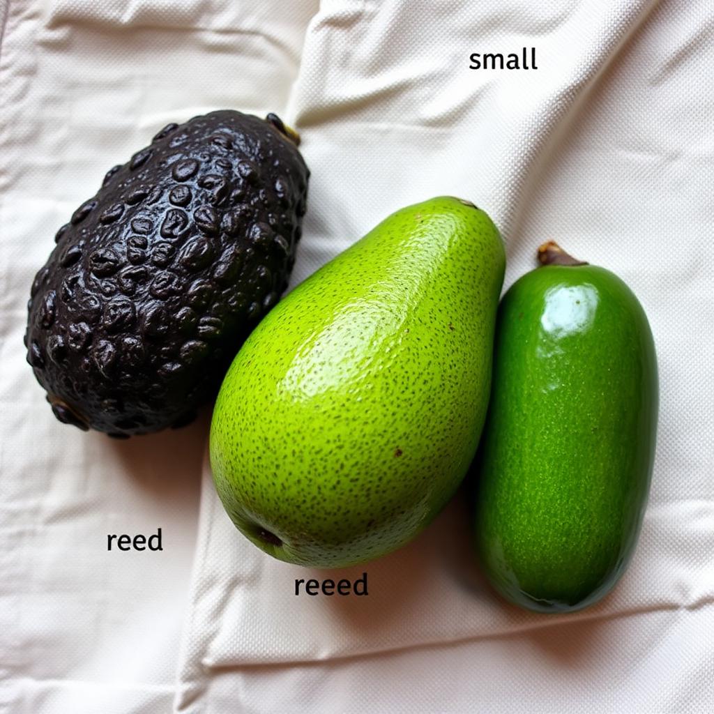 Hass, Reed and Bacon avocados side by side